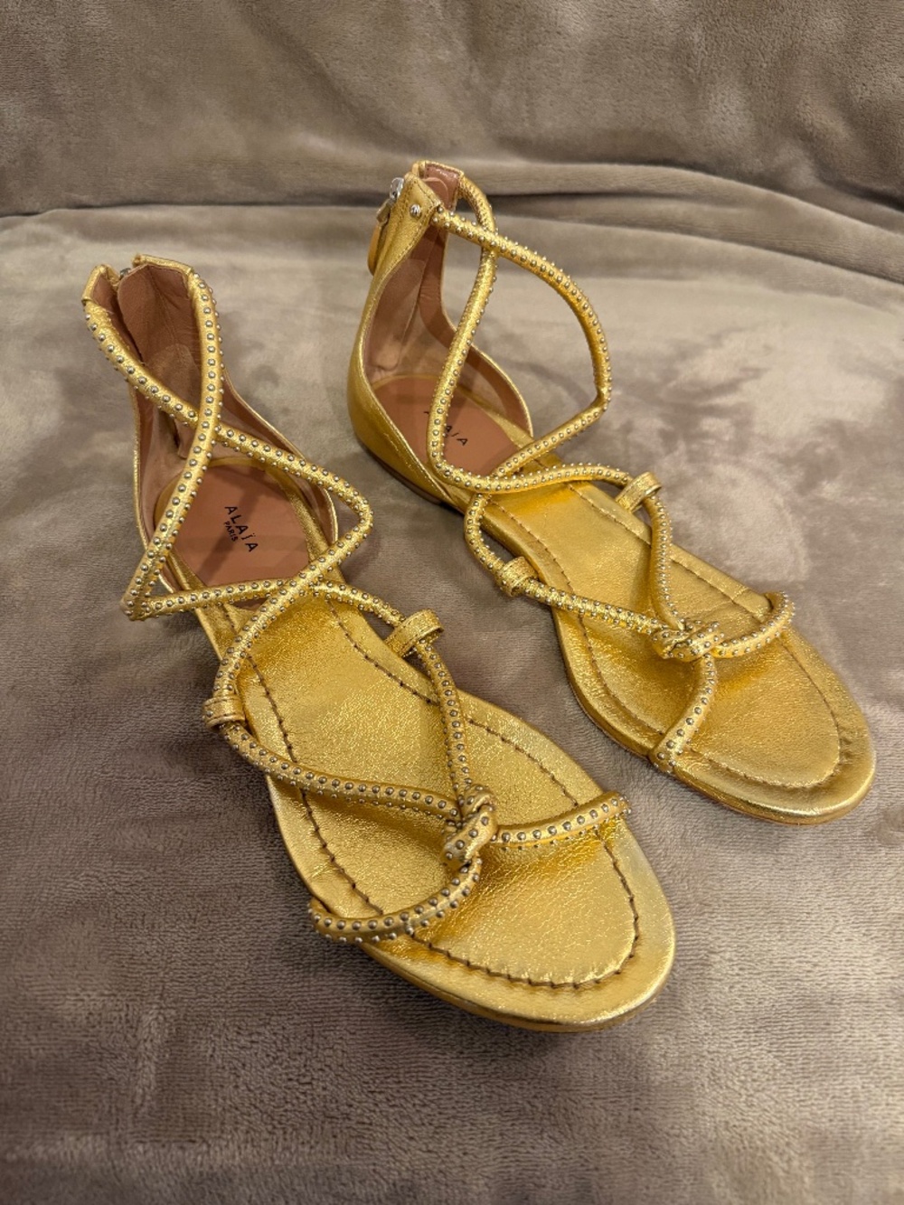 Alaia Gold Gladiator sandals